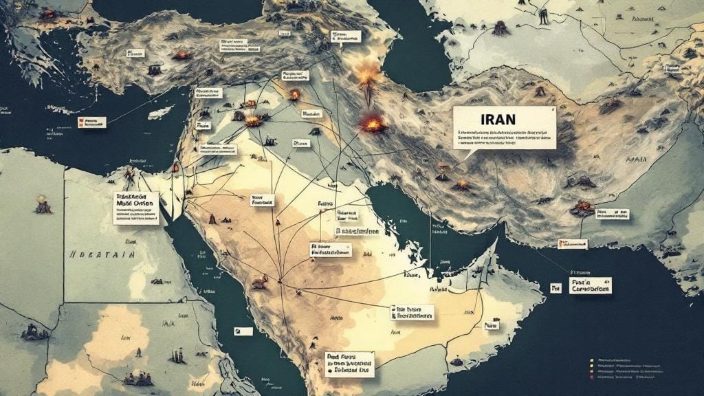 Mappa della crisi Iran-area regionale con attacchi e smentite.