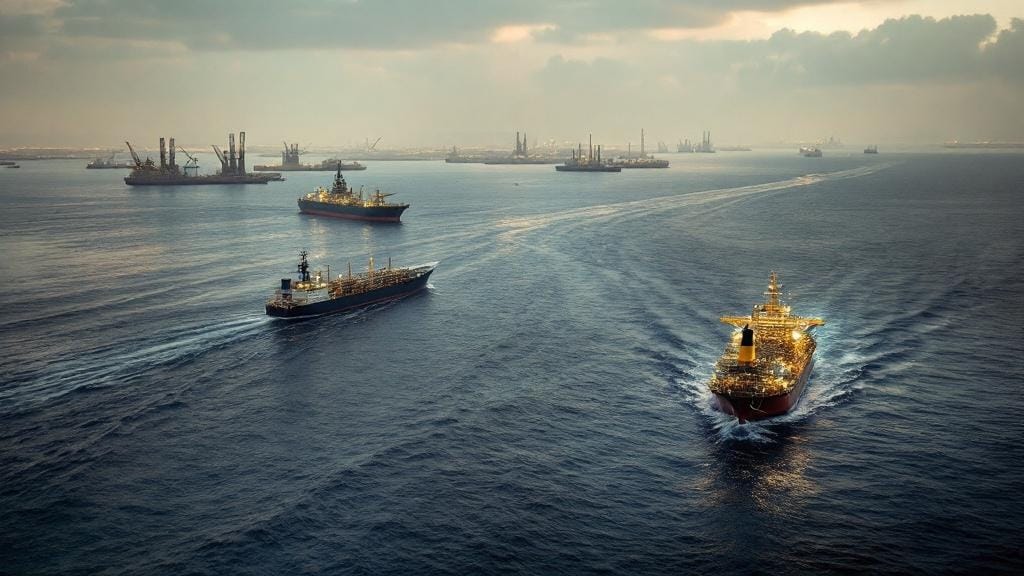 Navi ferme nello Stretto di Hormuz durante una possibile chiusura.